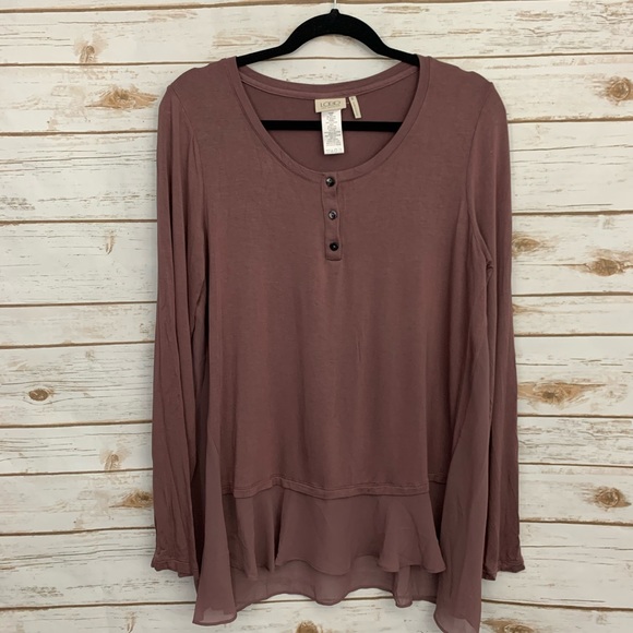 LOGO By Lori Goldstein Sheer Back Hem Tunic